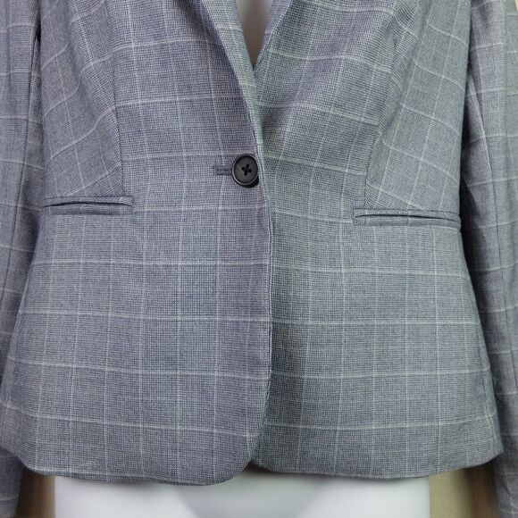 Banana Republic Factory Blue Plaid Windowpane Blazer Size 0P - Picture 4 of 9